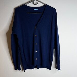 J.McLaughlin 100% Cashmere Blue Cardigan Sweater Women’s Size M